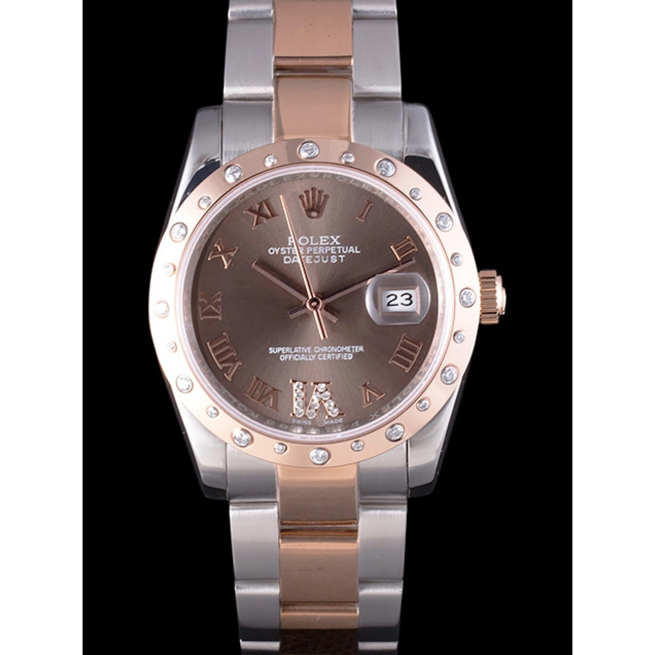 Aaa replica watch Brown Diamond Dial 7465 Rolex Bezel Datejust 0602